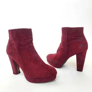 Chunky Platform Heel Faux Suede Ankle Booties - 9